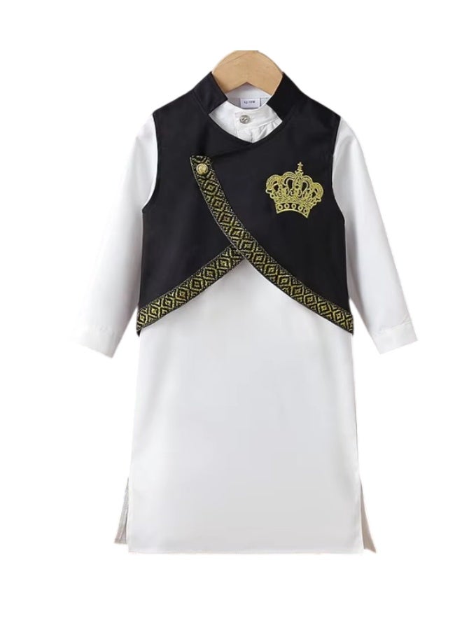 Bidani Boys’ Embroidered King Waistcoat Kurta Set - Image 1